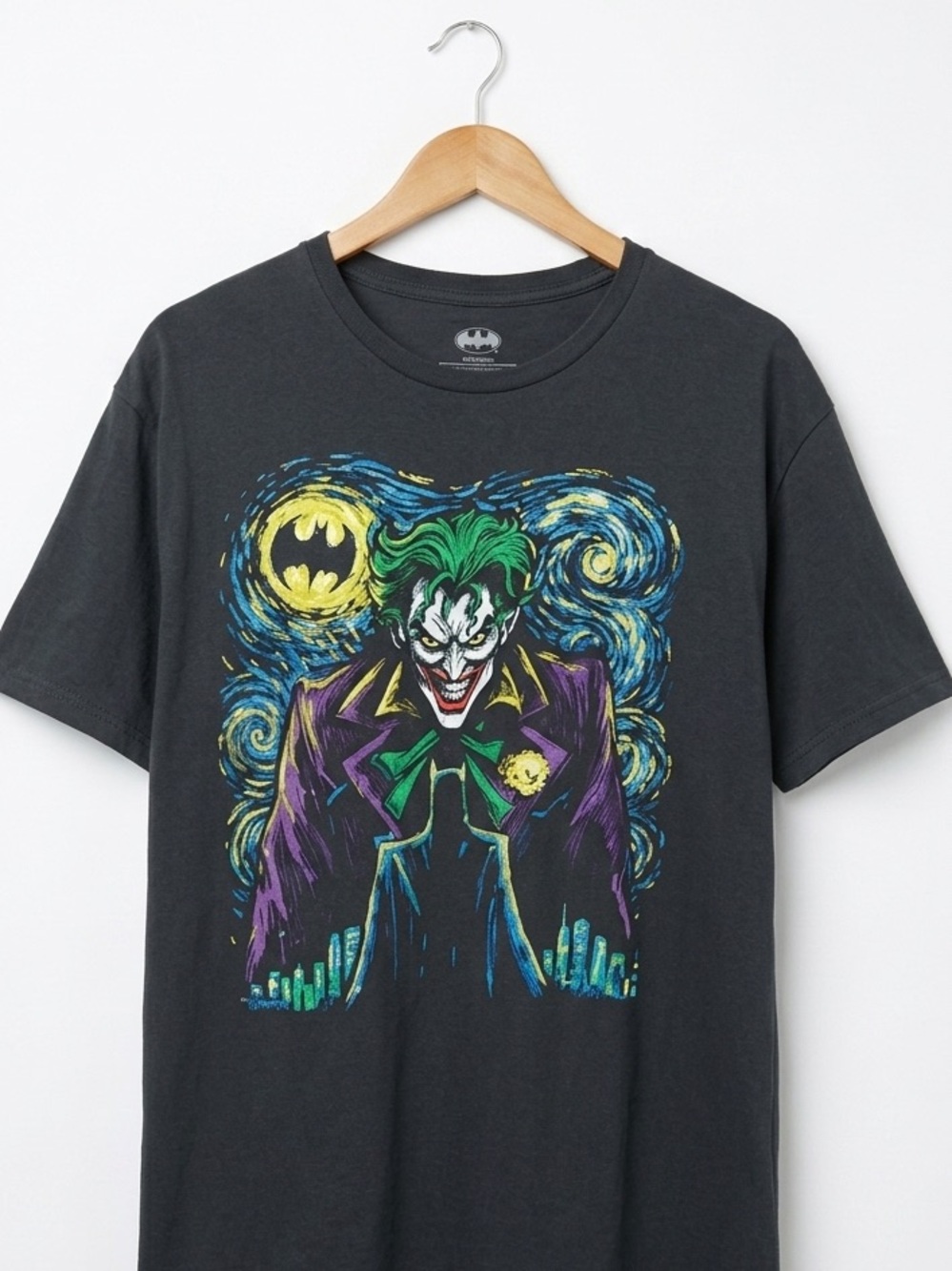 DC Comics Batman Mens Black Tshirt Joker Starry Night Picasso Size 2XL